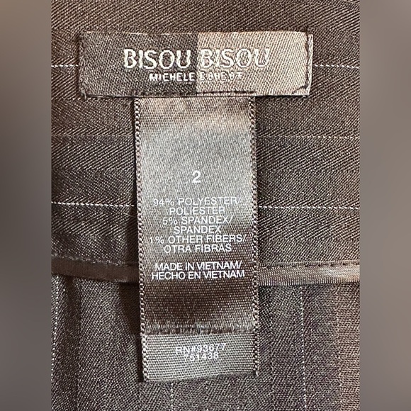 Bisou Bisou Black Pinstripe Midi Asymmetrical Skirt. Corporate,Corpcore, Size 2 - Picture 3 of 5